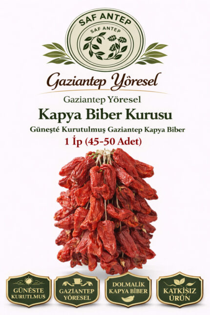 Saf Antep Doğal Kurutulmuş Kapya Biber 1 Ip 45 50 Adet