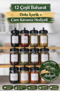 Gaziantep Yöresel 12’li Baharat Seti – Dolu İçerik, Cam Kavanoz Hediyeli