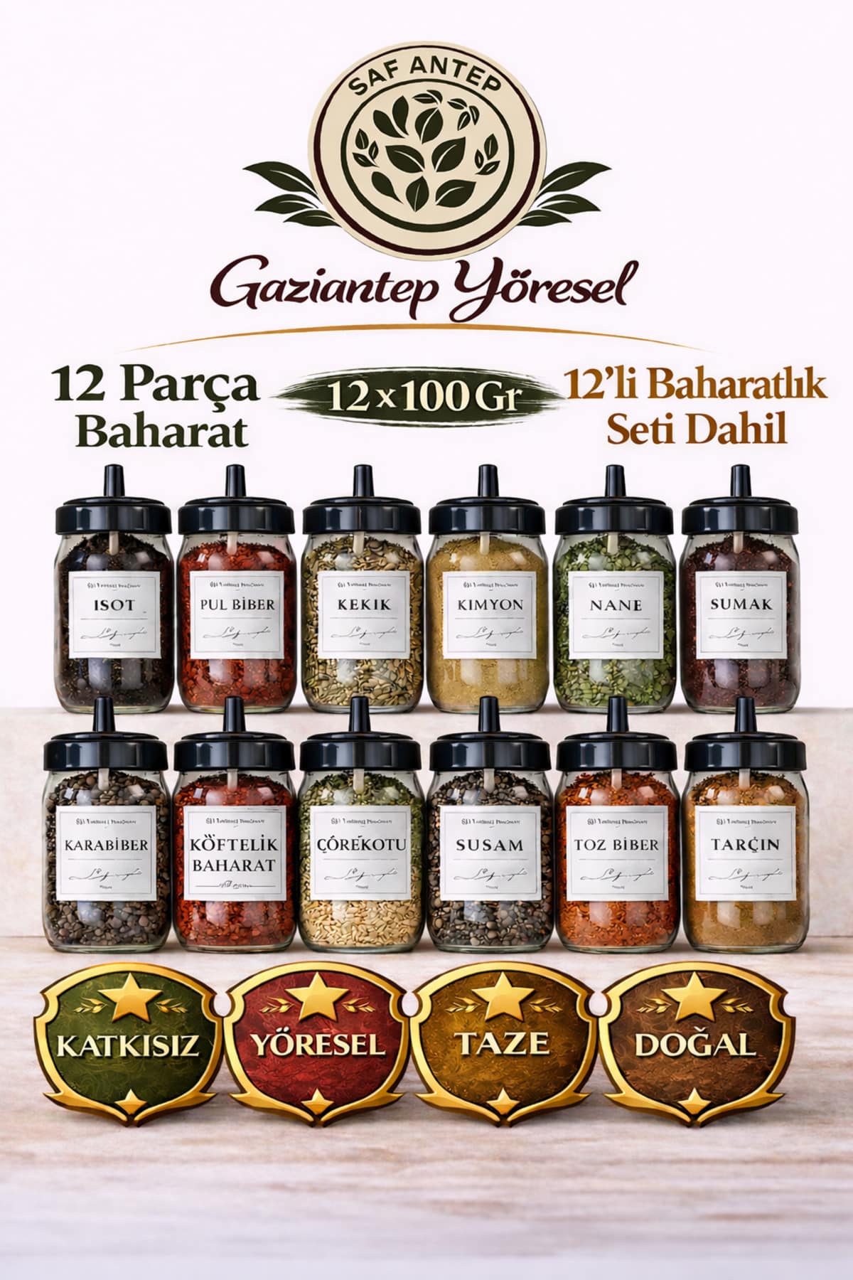 1_org_zoom-5.jpg Gaziantep Yoresel Saf Antep 12 Çeşit Baharat Seti 100 gr x 12 + 12'li Baharatlık Hediye - Görsel 1